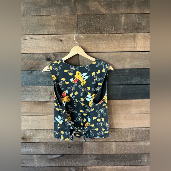 Vintage Daffy Duck Looney Tunes Button Vest Cartoon Print Black Red Graphic - Picture 9 of 11